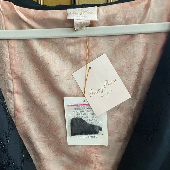 TRACY REESE Black Beaded Embroidered Silk Capelet Wrap Stole Hollywood Glamour M - Picture 9 of 11